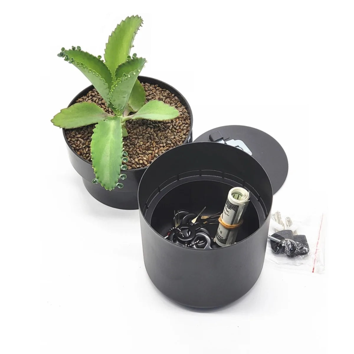Flowerpot Secret Storage Box | Password Lock Iron Safe Hidden Safe Box QXL