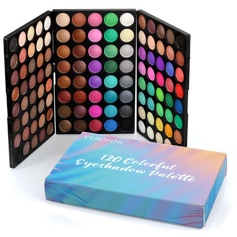 120-Color 3-in-1 Eyeshadow Palette | Matte Shimmer Glitter Eyeshadow Palette QXL 120 color