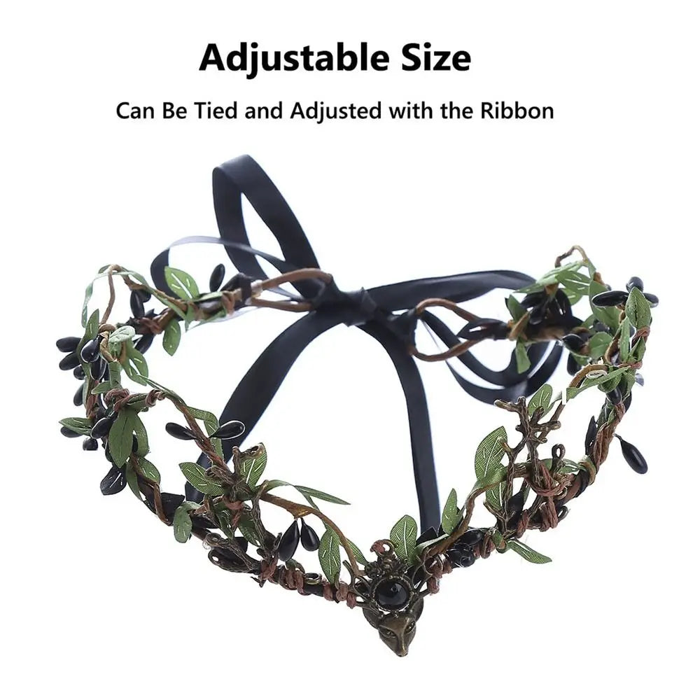 Black Green Antler Crown | Forest Fairy Headpiece for Women Costume Headpiece QXL