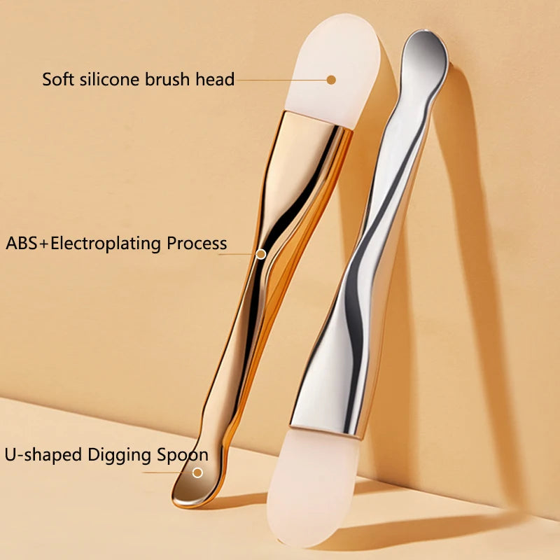 Dual-Head Silicone Face Mask Brush with Digging Spoon Face Mask Brush QXL