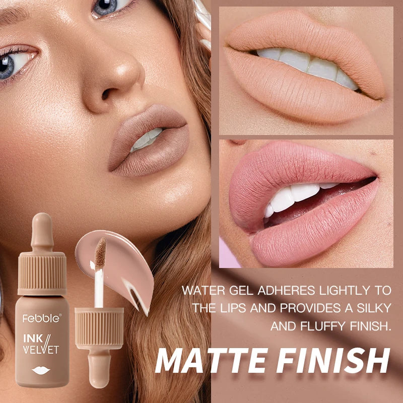 Febble 6-Shade Matte Velvet Liquid Lipstick | Long-Lasting Nude Liquid Lipstick Set QXL
