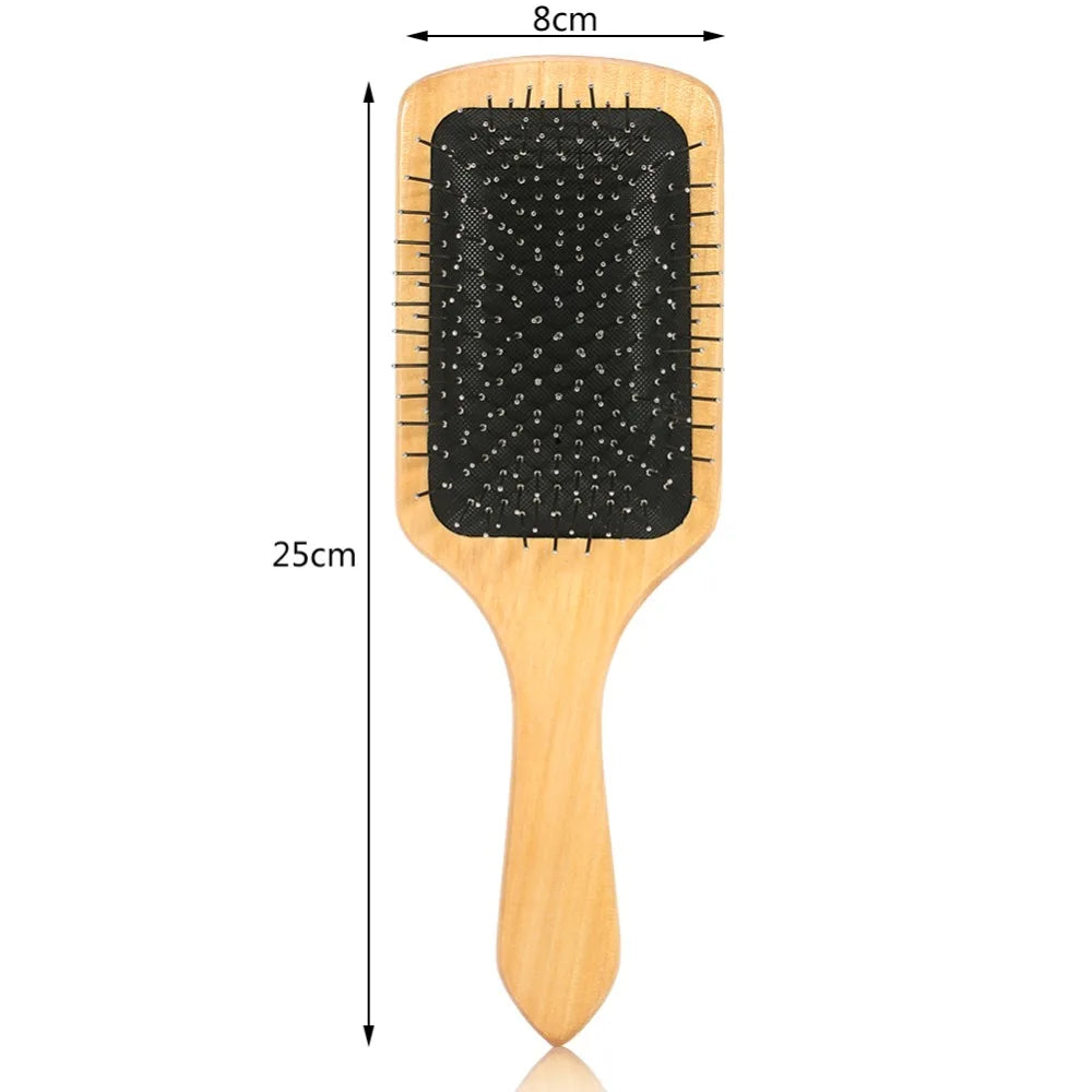 Wood & Steel Needle Scalp Massage Comb | Anti-Static Detangling Scalp Massage Comb QXL