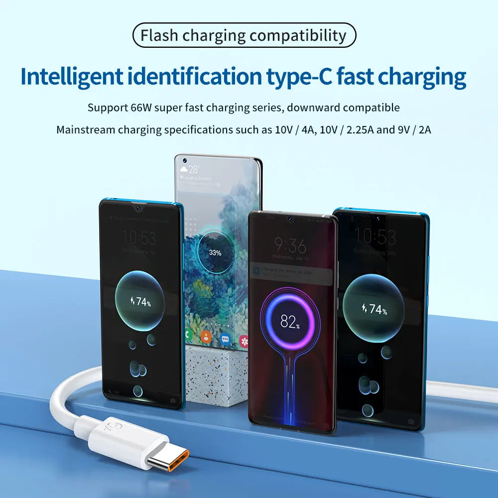 66W 6A USB-A to USB-C Fast Charging Cable | CE Certified USB-C Charging Cable QXL