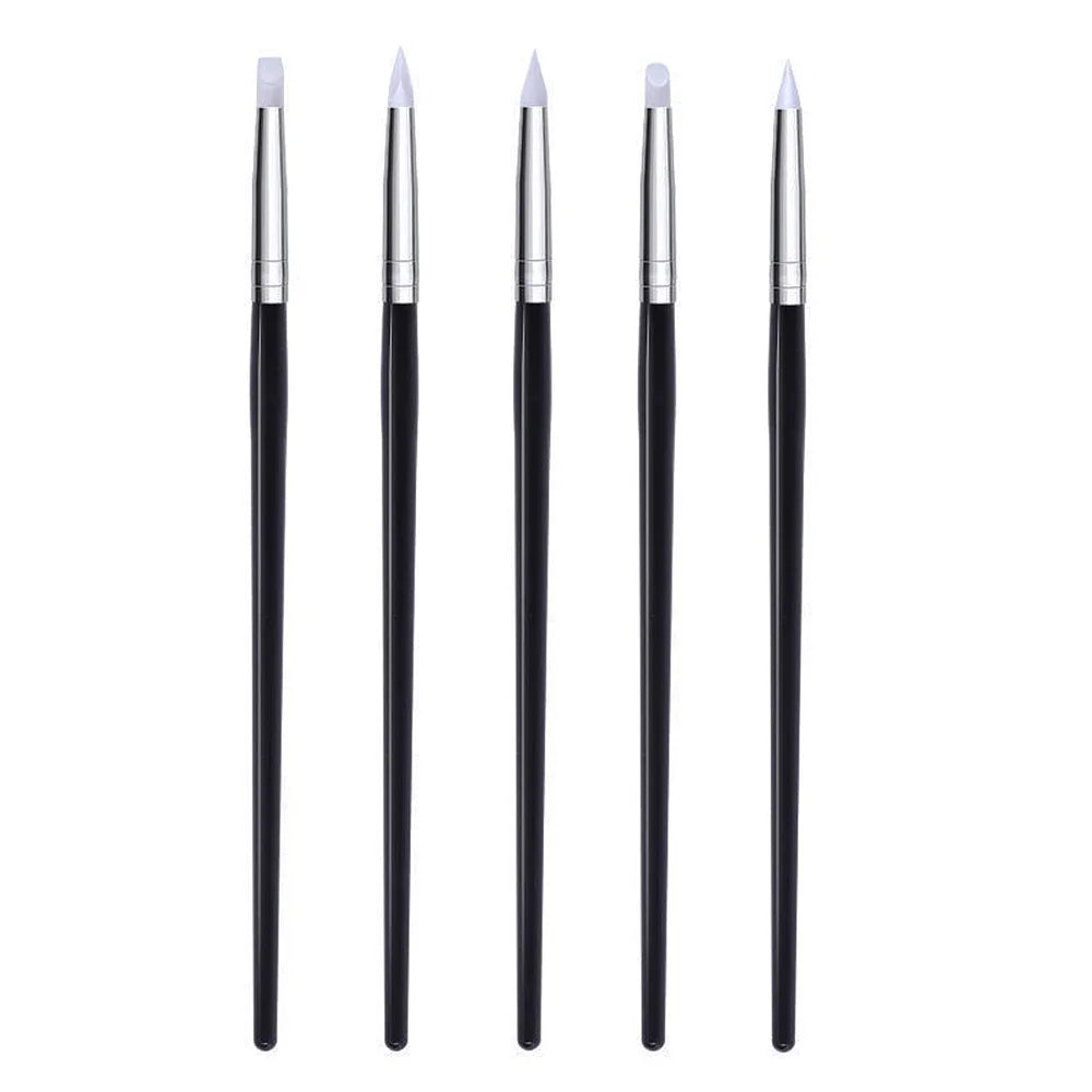 5-Piece Silicone Nail Art Brush & Dotting Tool Set Nail Art Brush Set QXL 5pcs