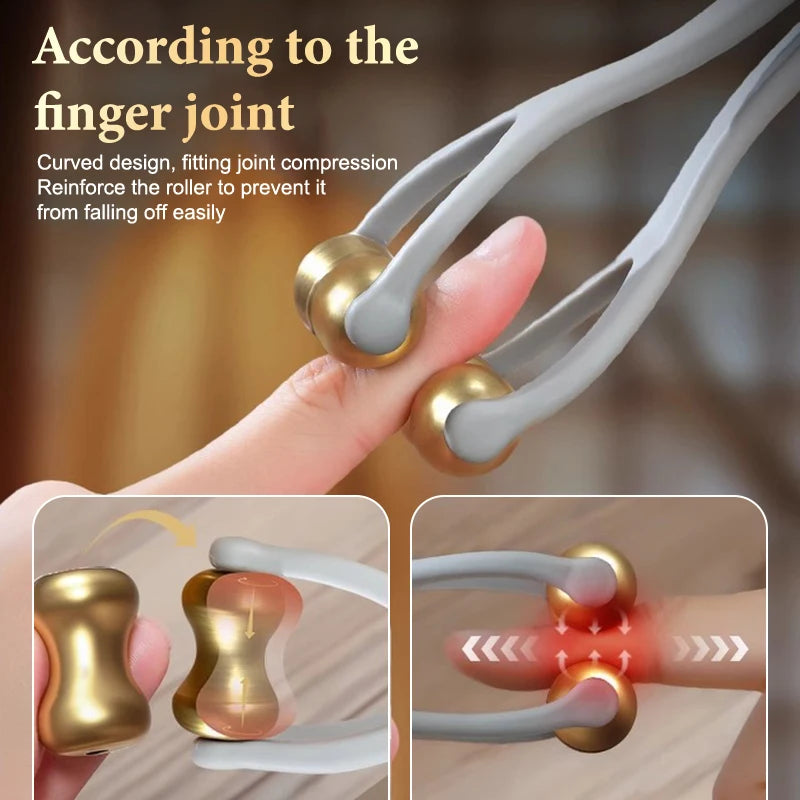 Dual-Row Brass & Bian Stone Finger Roller Massager Finger Roller Massager QXL