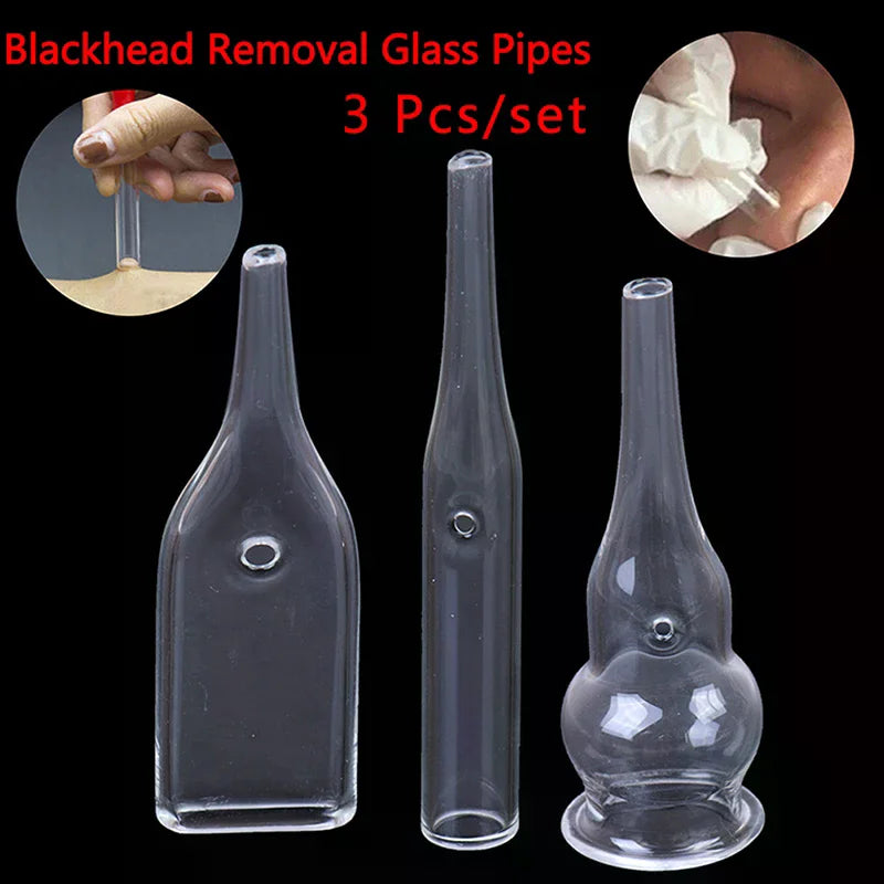3-Pack Glass Suction Tubes for Blackhead Vacuum Extractor Blackhead Extractor Tubes QXL