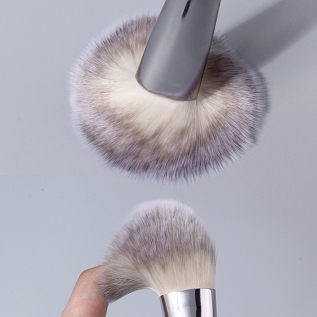 KOSSHOW Tongue-Shaped Blush Powder Brush – Silver Handle Blush Makeup Brush QXL