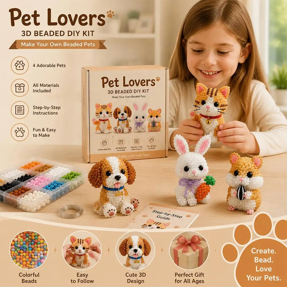 3D Animal Bead DIY Kit | 4-Design Handmade Craft Set DIY Bead Craft Kit QXL