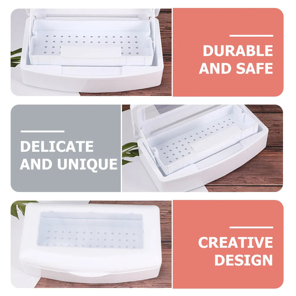2-Pack Nail Tool Sterilization Tray with Sealed Lid | Salon Nail Tool Sterilization Tray QXL