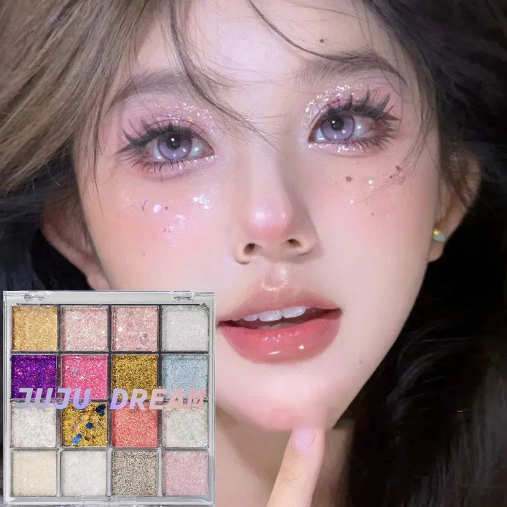 16-Color Eyeshadow Palette | Pearl, Matte & Glitter Shimmer Eyeshadow Palette QXL