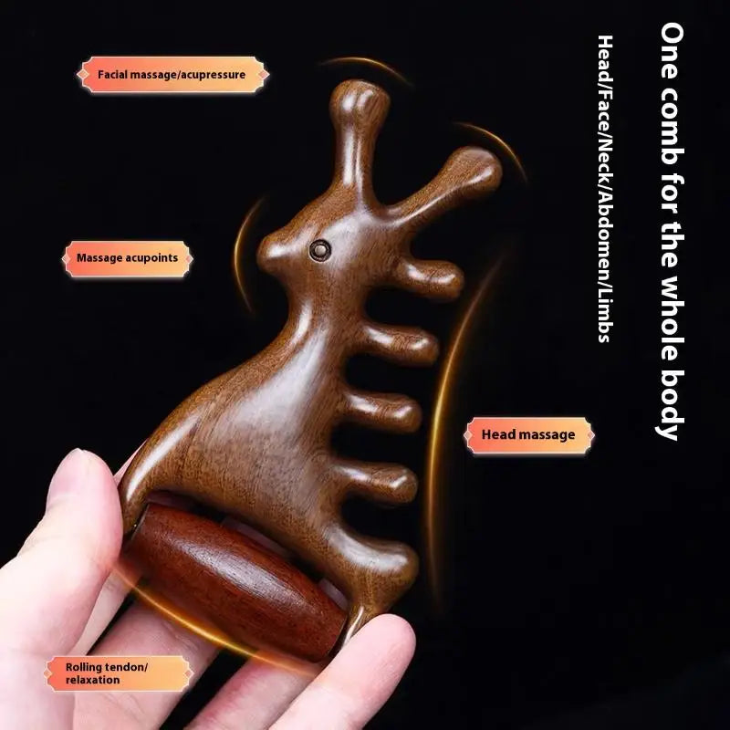 Sandalwood Massage Comb | Anti-Static Wide Tooth Scalp Comb Scalp Massage Comb QXL