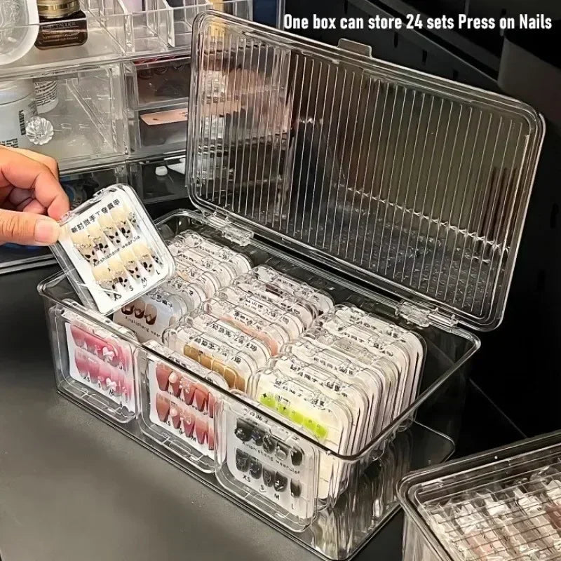 Clear Acrylic Press-On Nail Storage & Display Organizer Box Nail Storage Organizer QXL