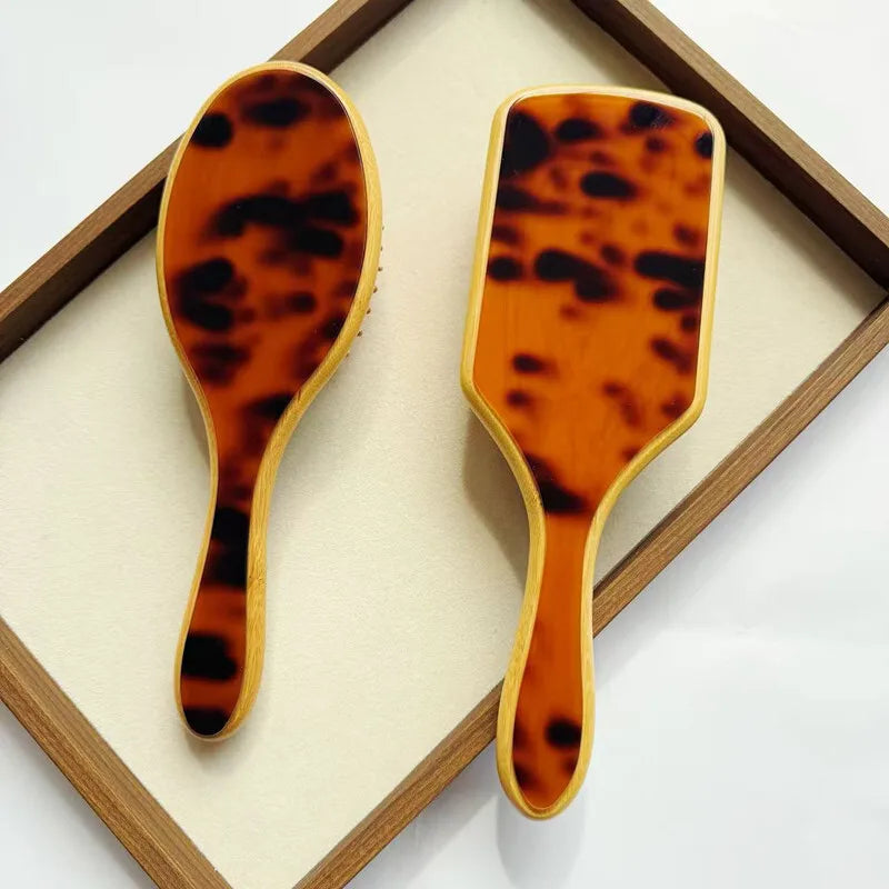 Bamboo Air Cushion Massage Comb | Anti-Static Leopard Print Hair Massage Comb QXL