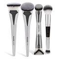 MAANGE 4-Pc Makeup Brush Set | Foundation & Blush Kit Makeup Brush Set QXL Sivery Color