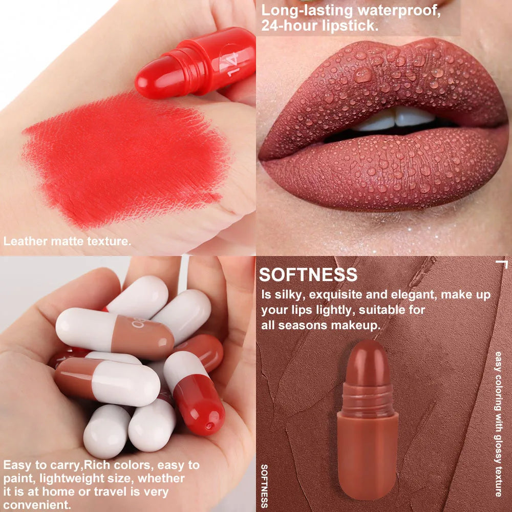 18-Pc Velvet Matte Lipstick Set | Waterproof Mini Capsule Matte Lipstick Set QXL