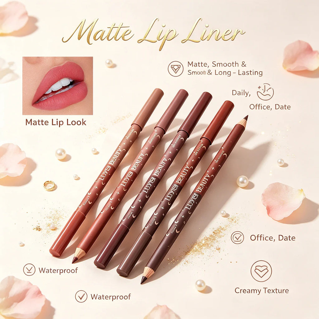 3-Piece Lip Liner Set – 2 Double-Tip Liners + Sharpener Lip Liner Set QXL