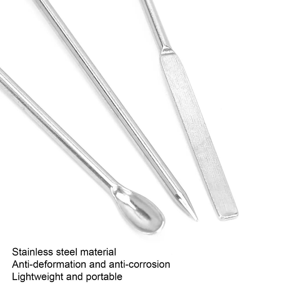 3-Pc Stainless Steel Nail Art Mixing Spatula, Spoon & Pick Nail Art Tools QXL