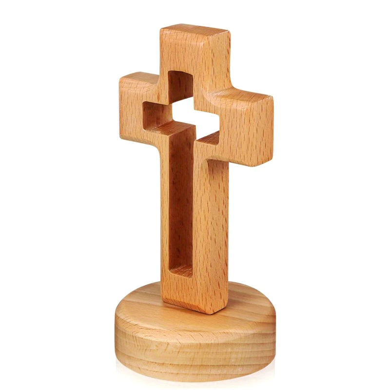 Standing Wooden Crucifix Cross | Christian Table Décor Gift Religious Décor Ornament QXL 1pcs