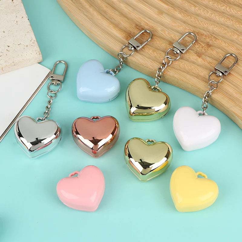 Heart-Shape Mini Empty Blush Compact with Mirror & Keychain Empty Makeup Compact QXL
