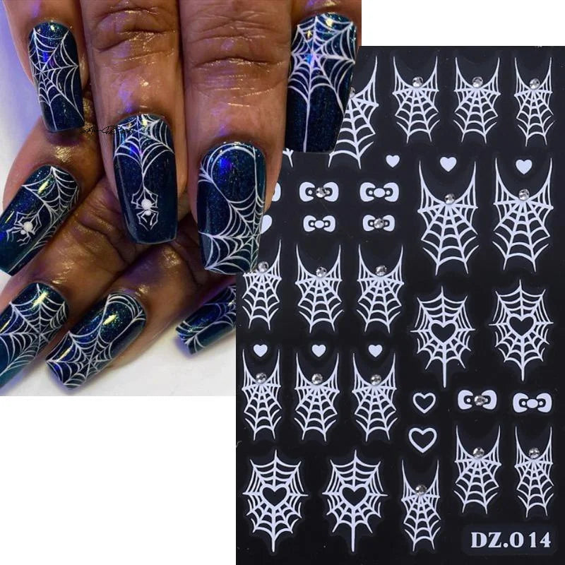 Halloween Spider Nail Stickers | Spooky Slide Decals 1–4 Pack Nail Art Stickers QXL