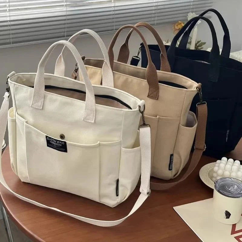 Large Canvas Tote Bag | Shoulder & Crossbody Laptop Bag Canvas Tote Bag QXL