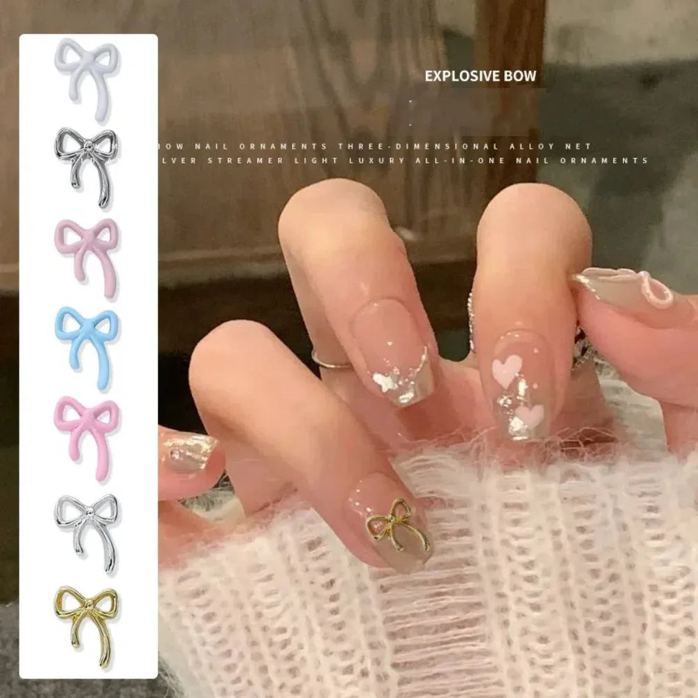 20-Pack 3D Metal Bow Nail Charms | Colorful Bowknot Rhinestones Nail Art Charms QXL