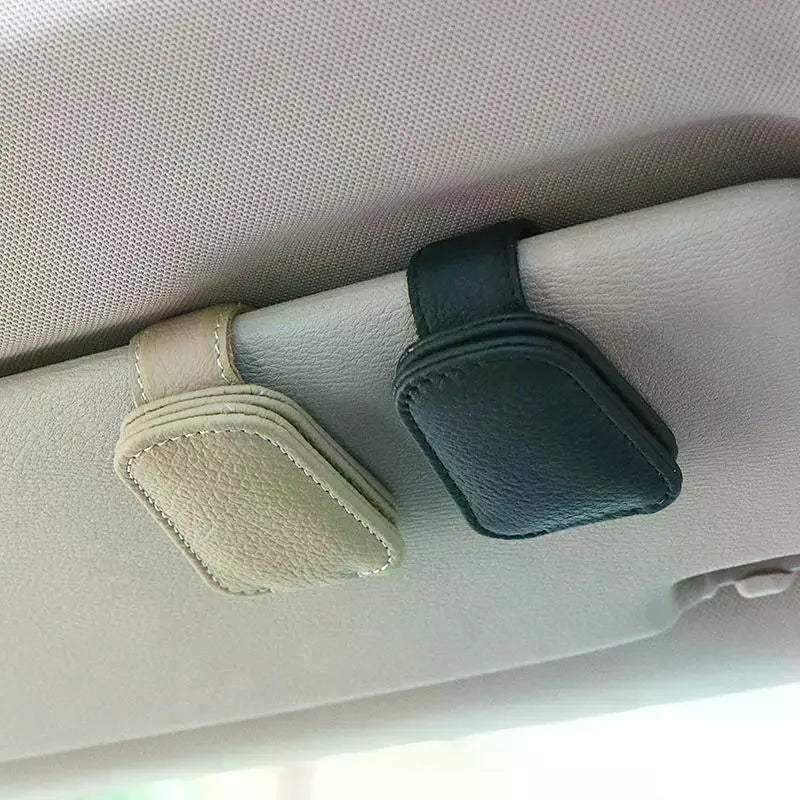 Leather Magnetic Car Sun Visor Sunglasses Holder Clip Car Sunglasses Clip QXL