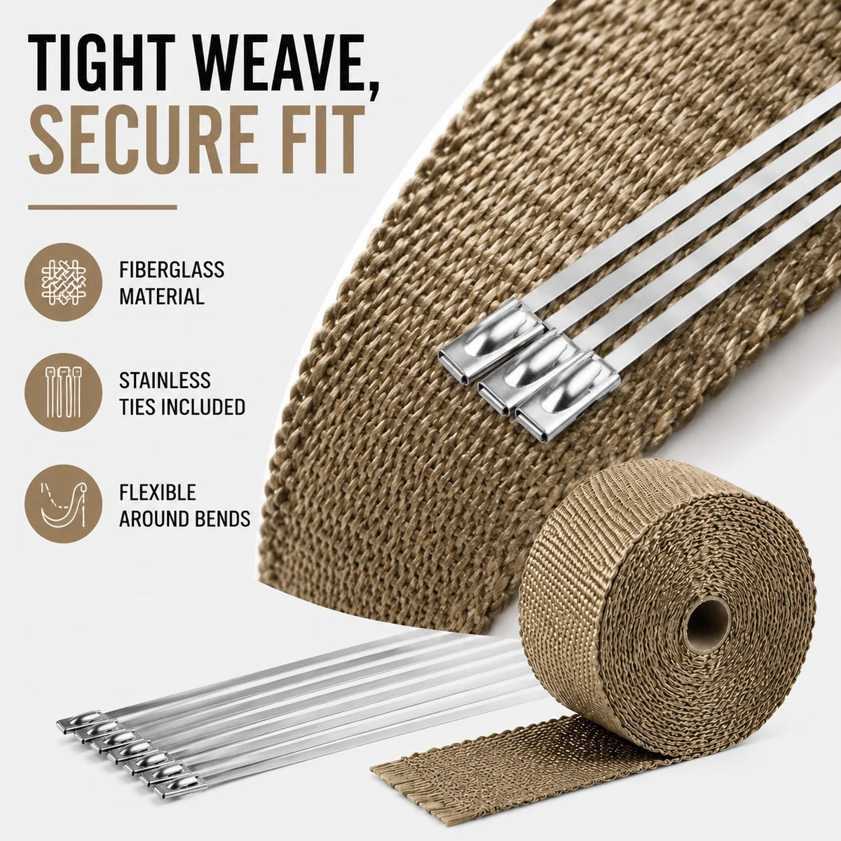 5M Fiberglass Exhaust Heat Wrap Tape | Motorcycle & Car Headers Exhaust Heat Wrap QXL