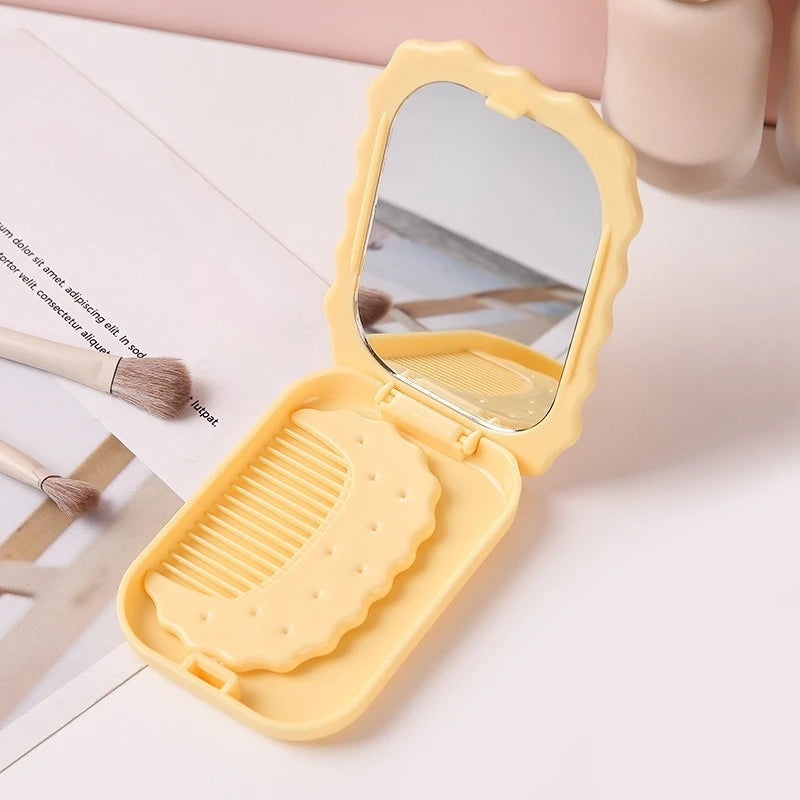 Cheese Biscuit Pocket Mirror – Foldable Mini Makeup Mirror Pocket Makeup Mirror QXL