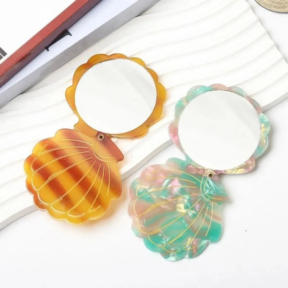 Shell Shape Folding Travel Makeup Mirror | Portable Compact Compact Travel Mirror QXL