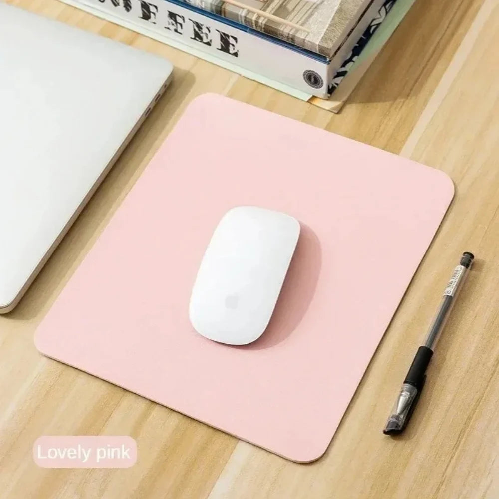 Mini PU Leather Mouse Pad – Non-Slip, Waterproof & Easy Clean Leather Mouse Pad QXL Pink