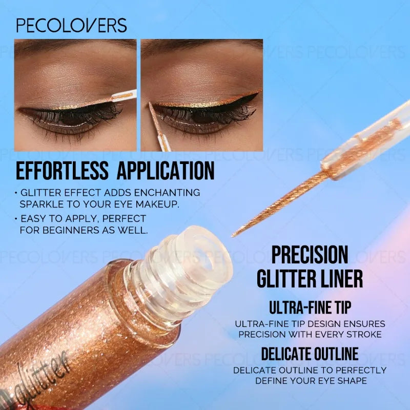 PECOLOVERS Glitter Eyeliner | Multi-Color Sparkly Cream Glitter Eyeliner QXL