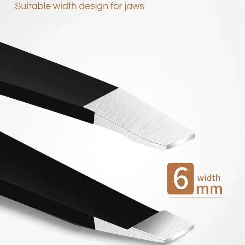 Stainless Steel Eyebrow Tweezer – Slant & Flat Tip | Black Eyebrow Tweezer QXL