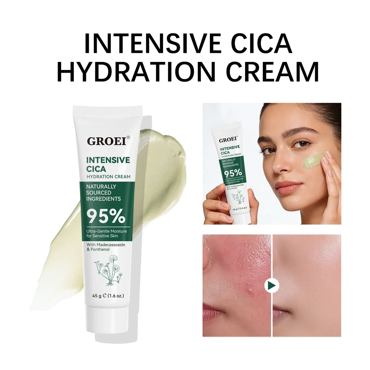 Snow Grass Moisturizing Face Cream | Cica & Hyaluronate Face Moisturizer Cream QXL