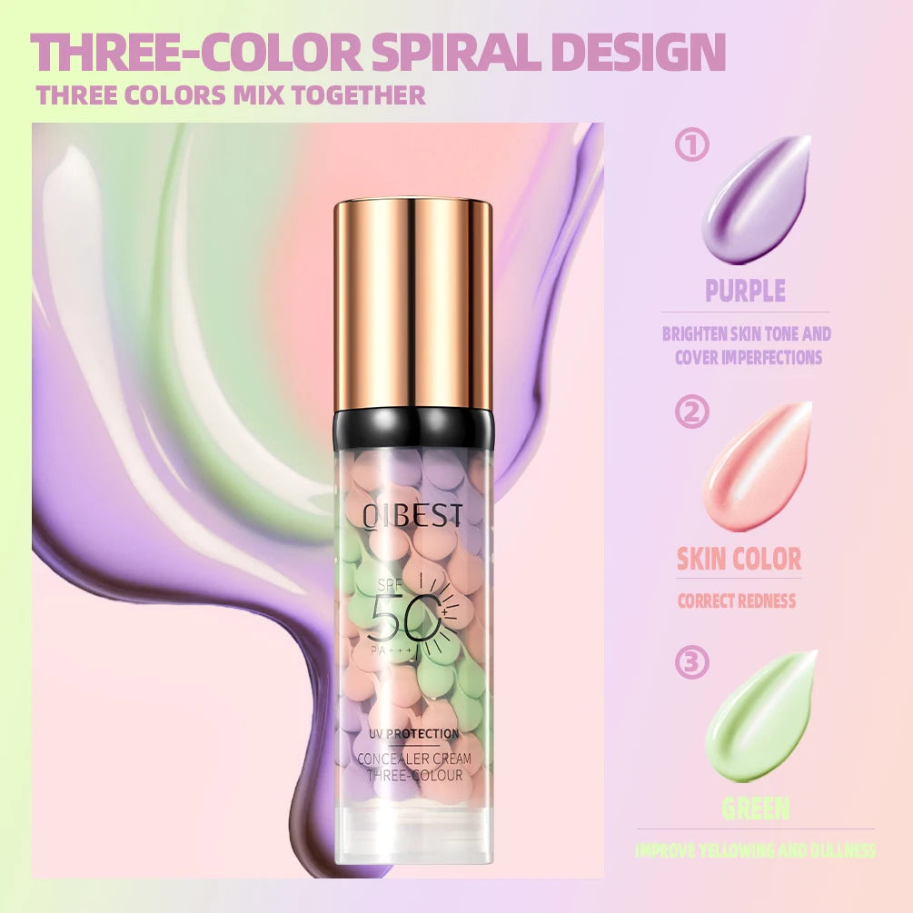 QiBest 3-PC Concealer, Primer & Foundation Set | Brightening Foundation & Primer Set QXL