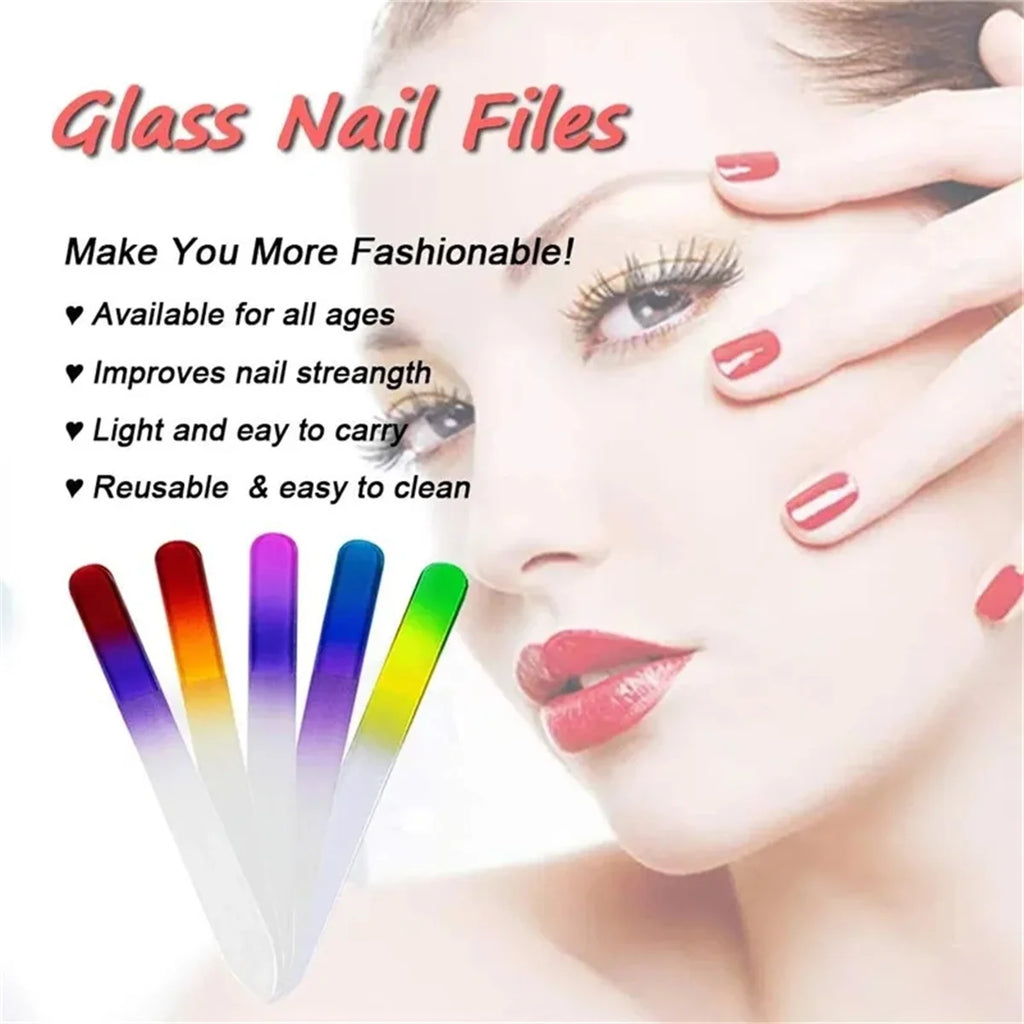 Crystal Glass Nail File | Double-Sided Gradient Manicure Tool Glass Nail File QXL