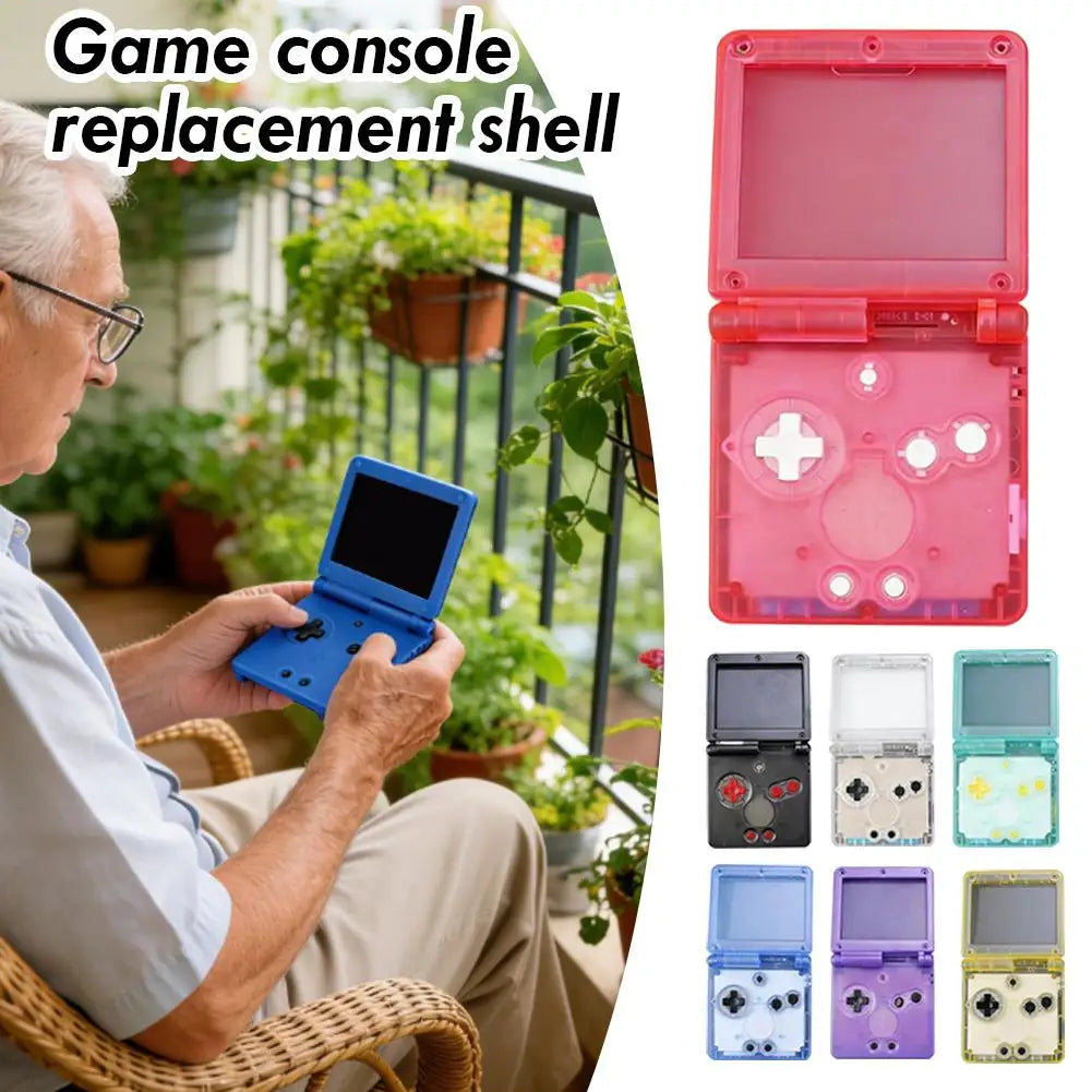 GBA SP Replacement Shell Kit | Clear ABS Case + Buttons & Screws Game Console Shell Kit QXL