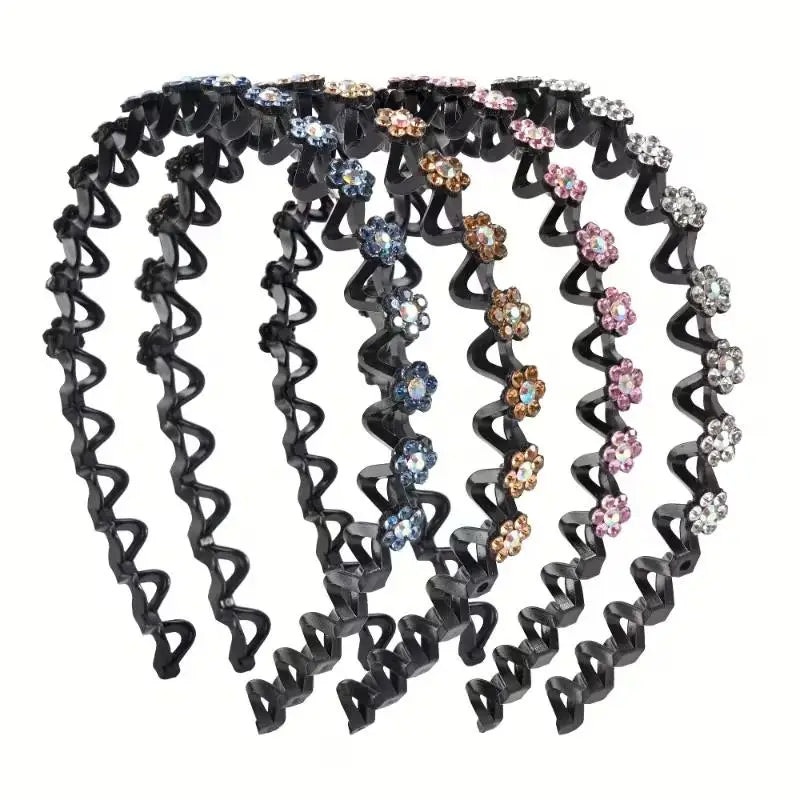 Rhinestone Flower Headband – Non-Slip Women's Hair Hoop Rhinestone Hair Headband QXL