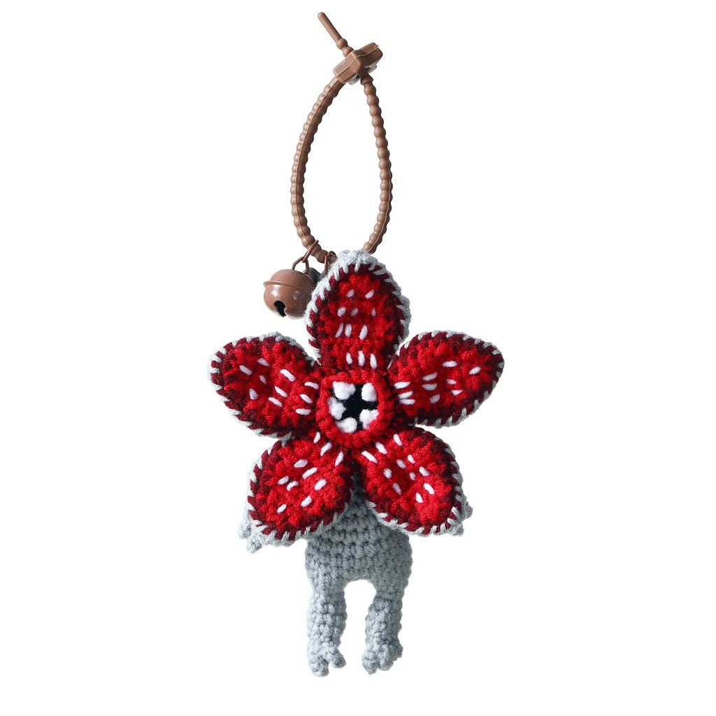 Crochet Flower Monster Keychain | Plush Backpack Charm Plush Keychain Charm QXL black