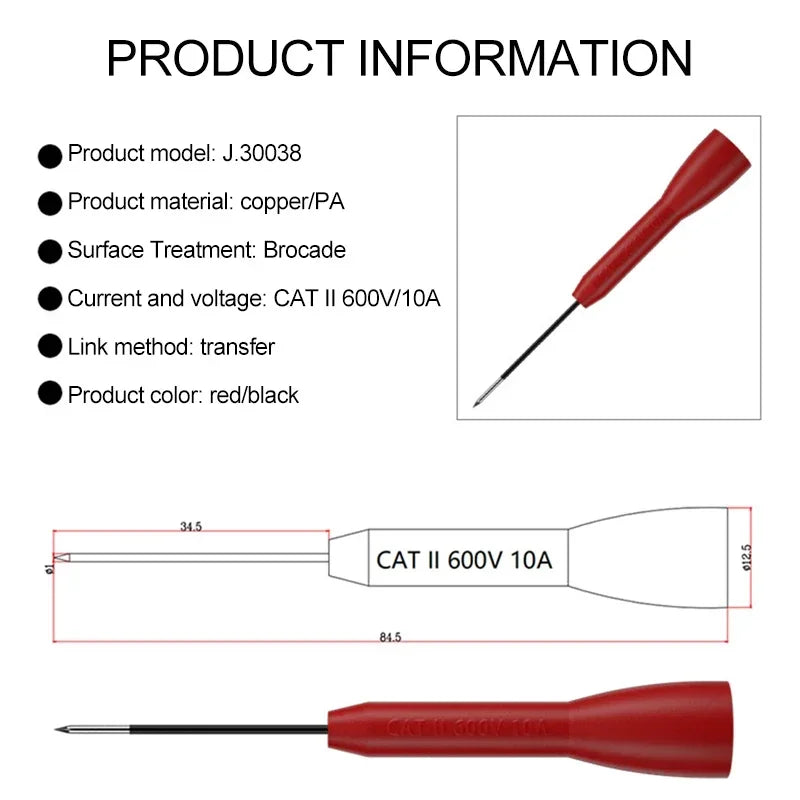 600V/10A 2mm Extended Needle Multimeter Test Probes Multimeter Test Probes QXL