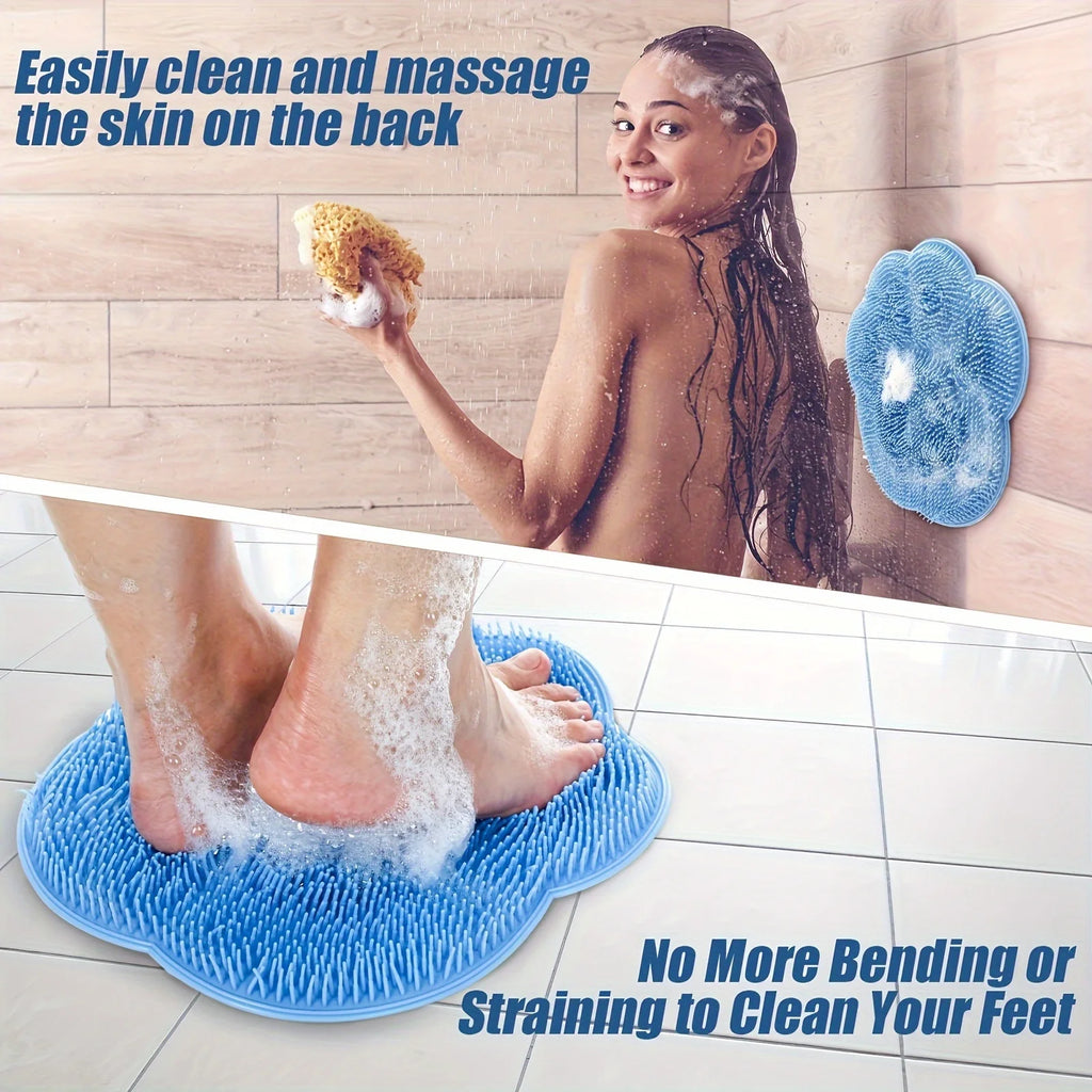 Silicone Foot Scrubber Mat with Suction Cups | Shower Exfoliator Foot Scrubber Mat QXL
