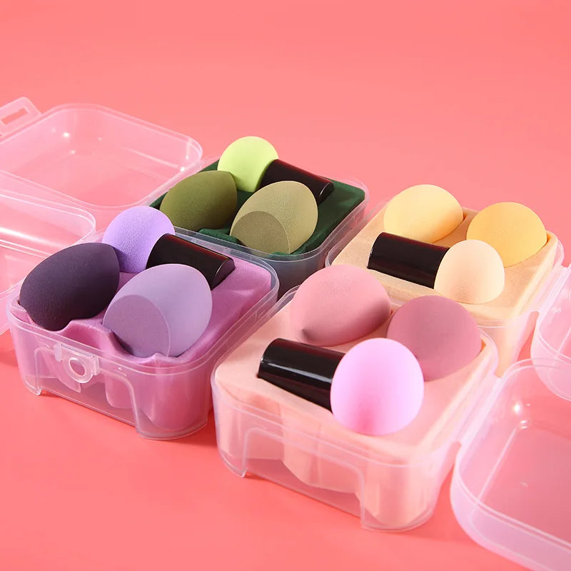 3-Pack Makeup Blender Sponge Set with Storage Box | 4 Colors Makeup Sponge Set QXL