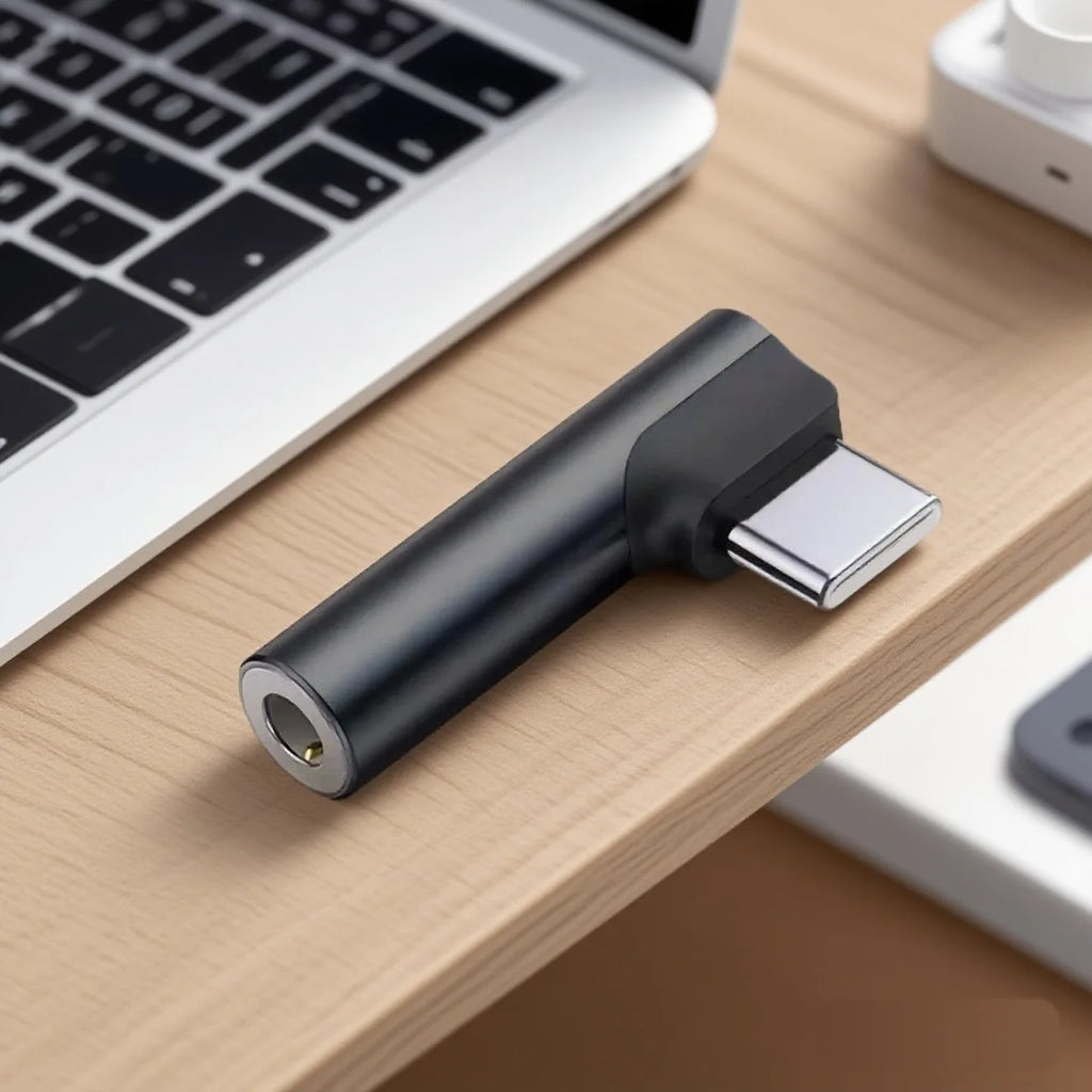 USB-C to 3.5mm Audio Adapter | L-Shape Right-Angle Converter Audio Adapter QXL