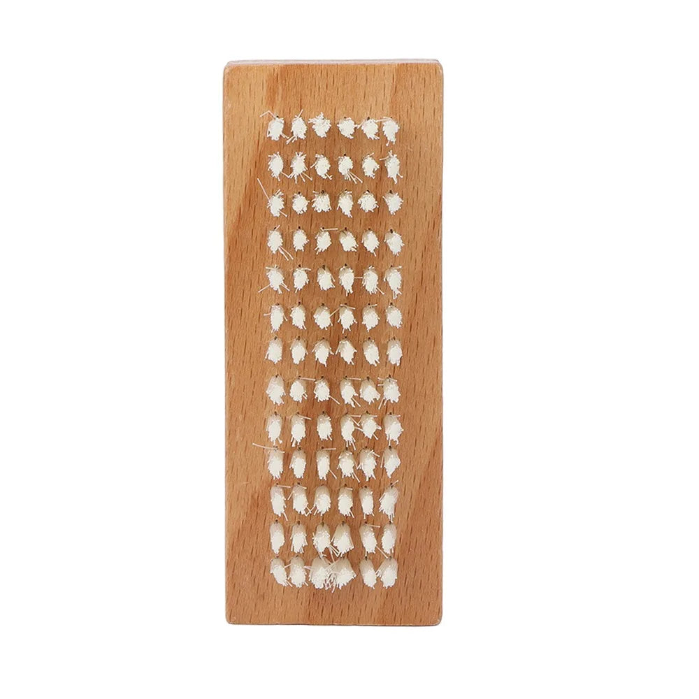 Wooden Double-Sided Nail Brush | Nylon Bristles Manicure Nail Cleaning Brush QXL