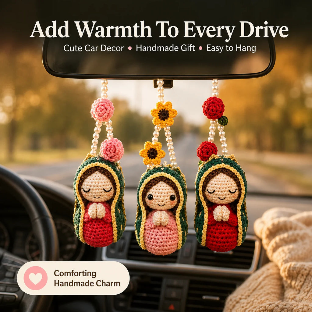 Handmade Crochet Doll Car Mirror Pendant | Cute Knit Ornament Car Hanging Ornament QXL