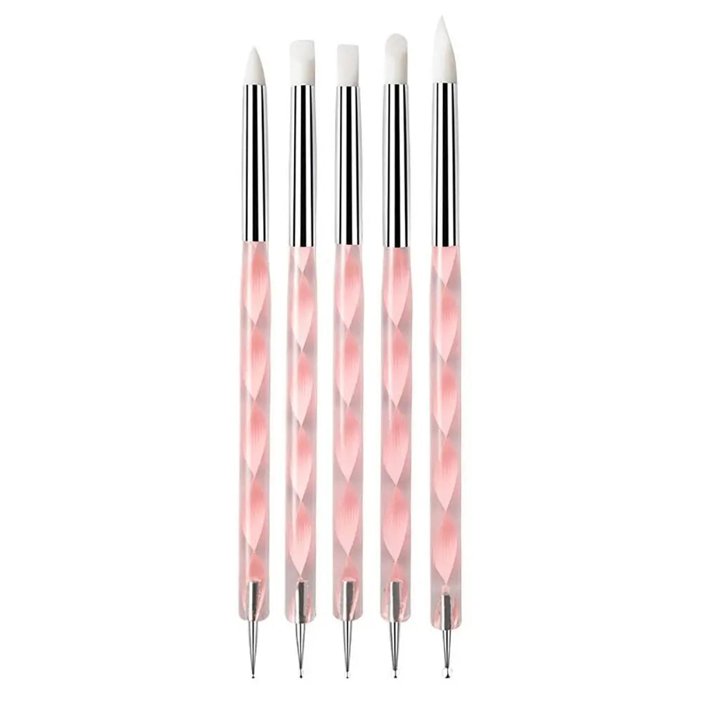 5-Piece 2-Way Nail Art Dotting Pens | Marbling & Flower Set Nail Dotting Pen Set QXL