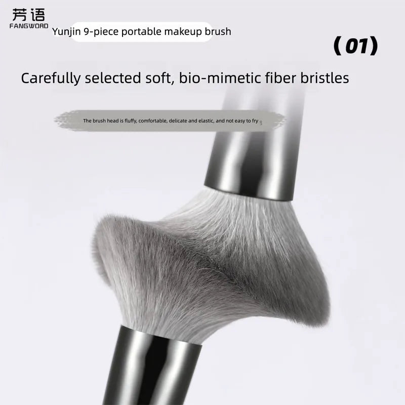 9-Piece Mini Travel Makeup Brush Set with Brush Bag Travel Makeup Brush Set QXL