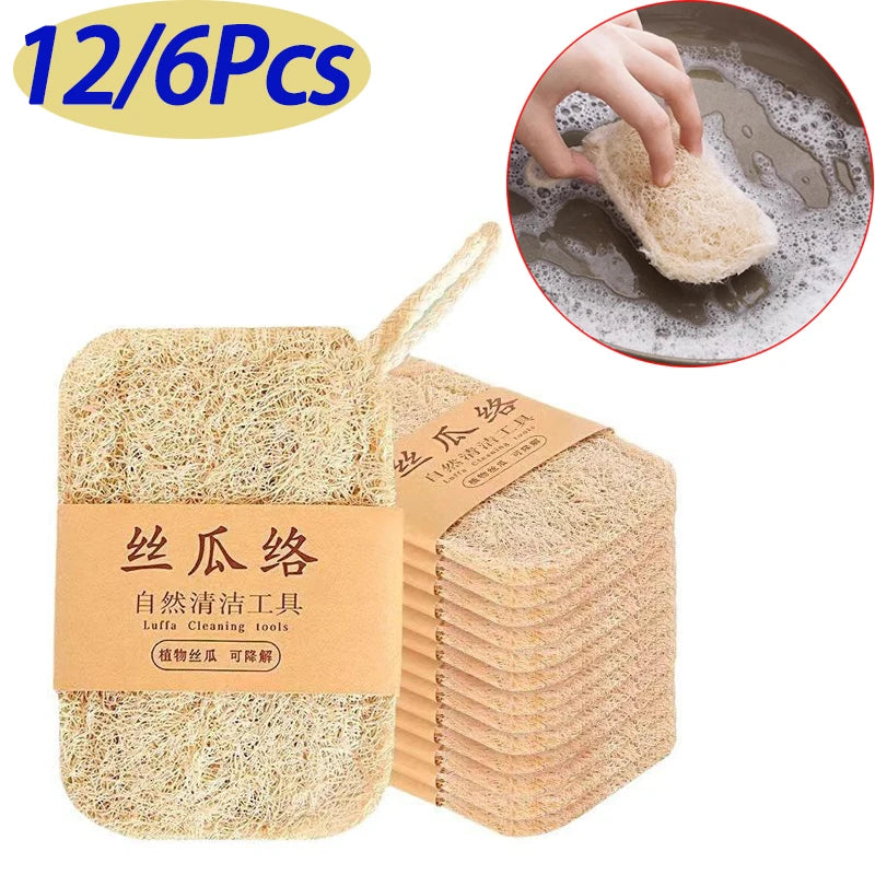 Natural Luffa Dish Scrub Pads 6/12 Pack | Eco Kitchen Scrubber Kitchen Scrub Pad QXL