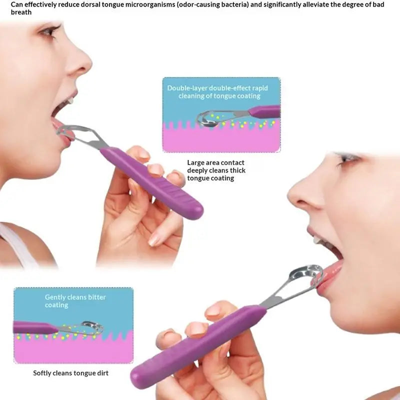 DIKALU Stainless Steel Tongue Scraper for Fresh Breath Tongue Scraper QXL