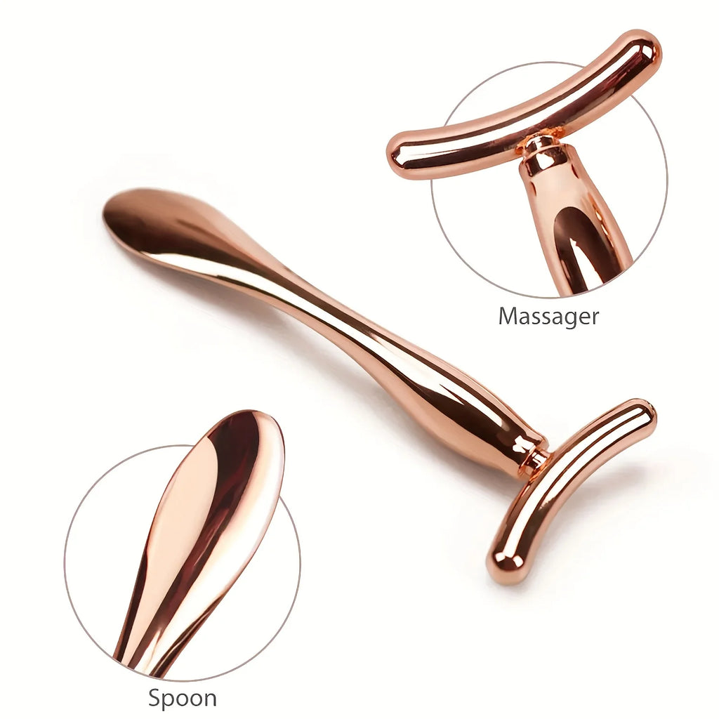 2-Piece Metal Facial Roller & Eye Massager Set | Skincare Tool Facial Roller Set QXL